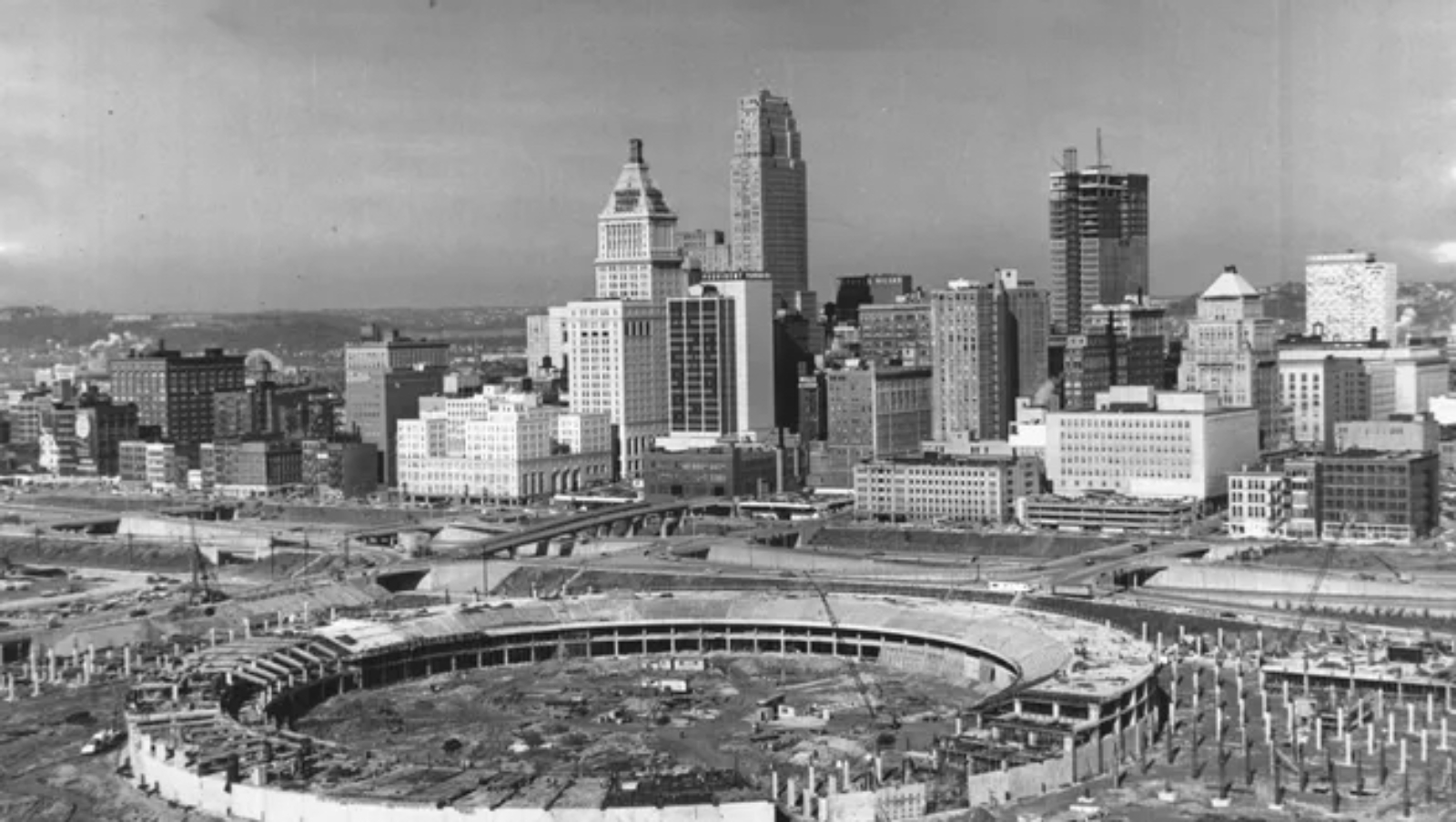 Cincinnati riverfront redevelopment, 1969 